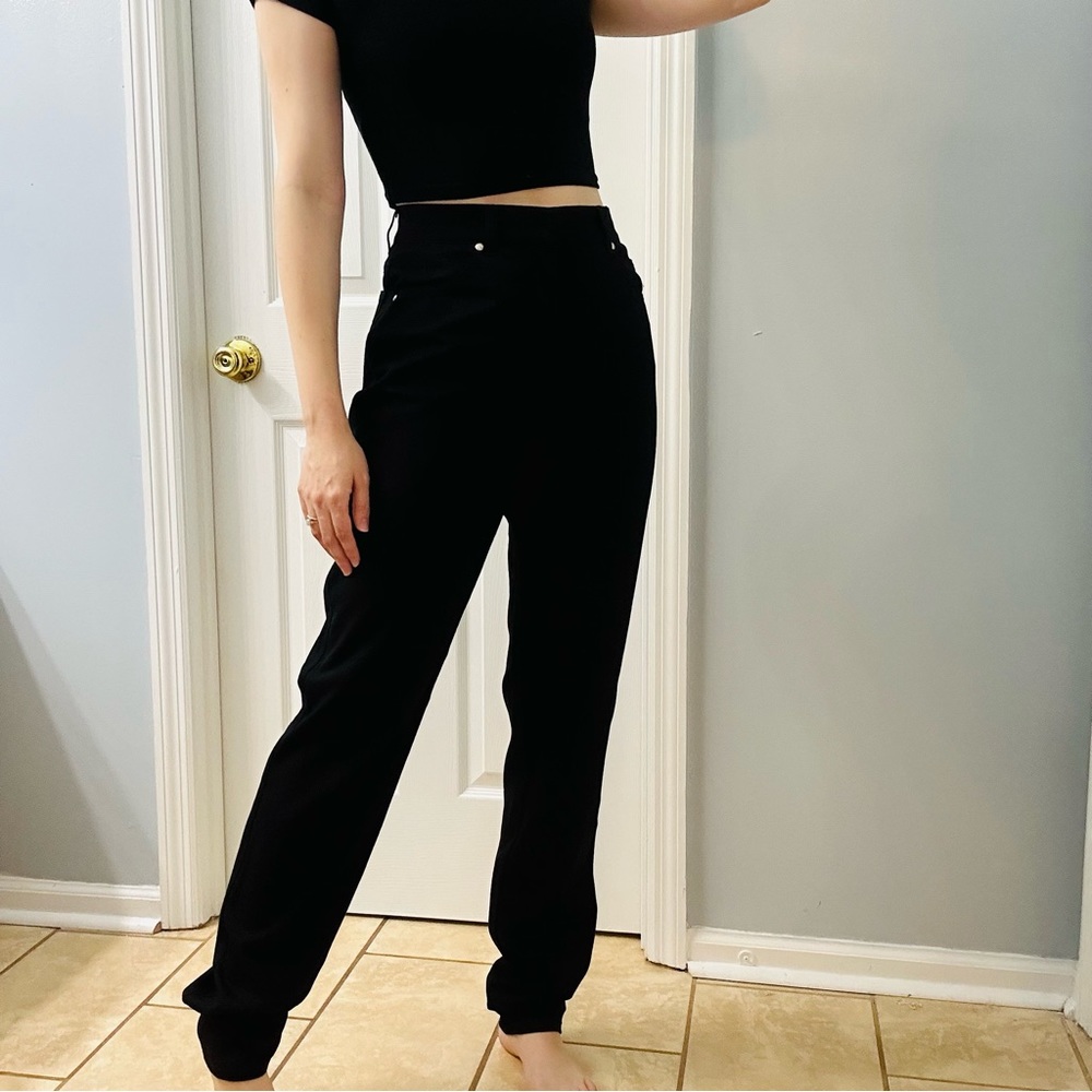 Escada Trousers Pants Black Work High Waisted Cotton Straight Leg 38 Medium 8